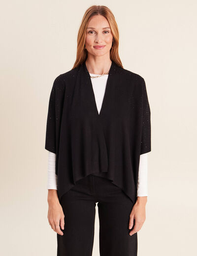 Poncho avec strass noir femme