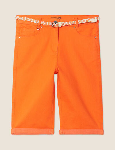 Bermuda ajusté ceinturé orange femme