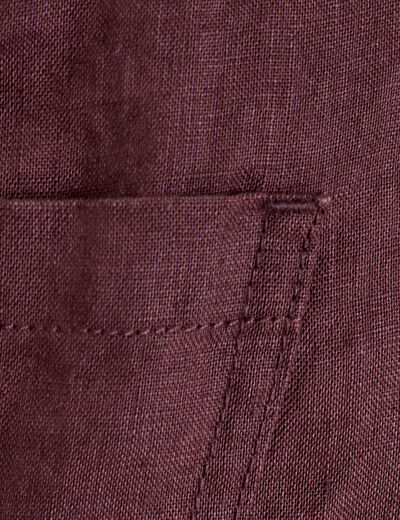 Pantalon battle en lin marron foncé femme