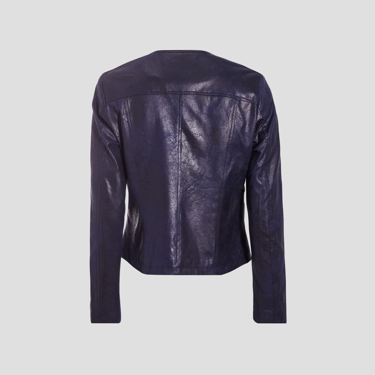 Veste droite zippée bleu foncé femme
