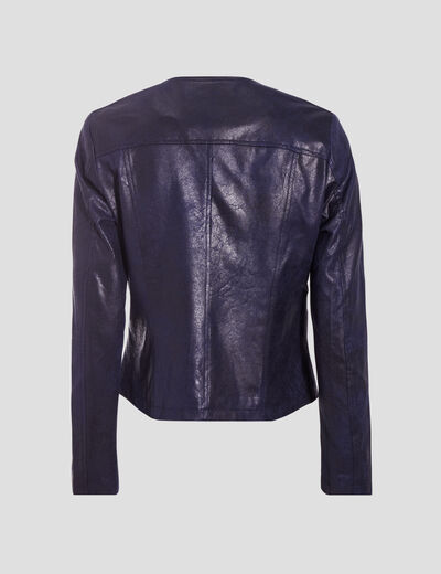 Veste droite zippée bleu foncé femme