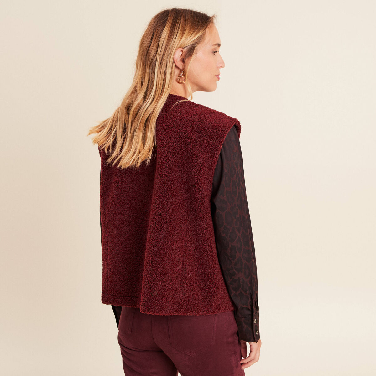 Gilet En Laine Bordeaux - Taille 38/42 Pour Femme, Occasion En Très Bon état