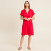 Robe droite manches courtes rouge femme