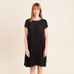 Robe courte &eacute;vas&eacute;e pliss&eacute;e col rond noir femme