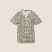 Blouse col v manches courtes fluide vert femme