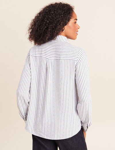Chemise droite fluide manches longues bleu femme