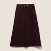 Jupe portefeuille en velours marron fonc&eacute; femme