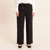 Pantalon fluide large taille haute noir femme