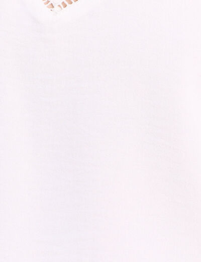 Blouse droite manches longues dentelle ecru femme