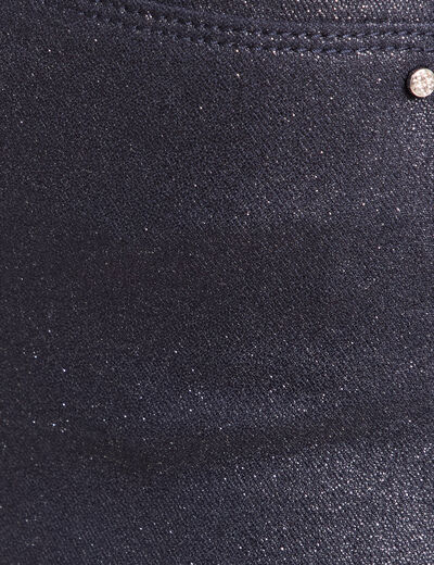 Pantalon iris&eacute; en similicuir bleu fonc&eacute; femme