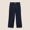 Pantalon large taille standard bleu fonc&eacute; femme