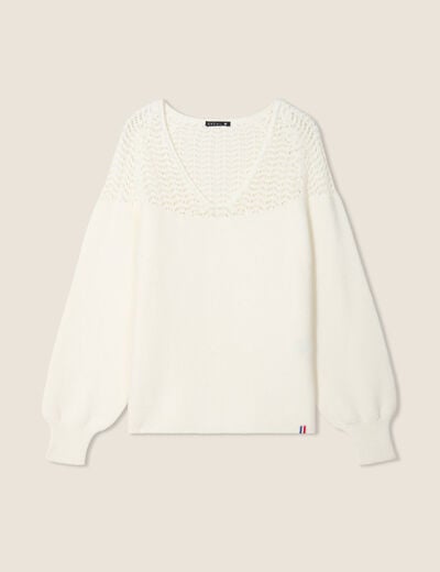Pull confectionné en France ecru femme