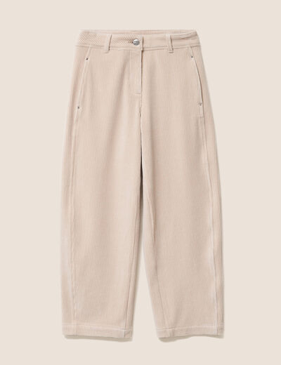 Pantalon boyfriend 7/8&egrave;me velours sable femme
