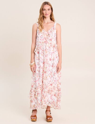 Robe longue &eacute;vas&eacute;e sans manches doubl&eacute;e multicolore femme
