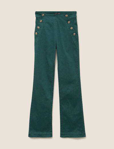 Pantalon coupe bootcut taille haute vert fonc&eacute; femme