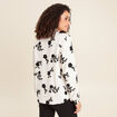 Chemise fluide brod&eacute;e manches longues blanc femme