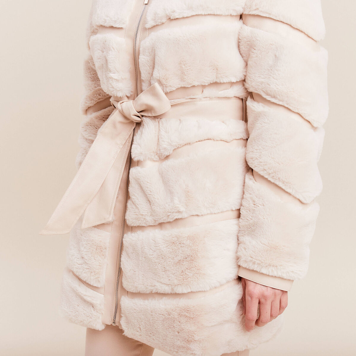 Manteau fausse fourrure ivoire femme
