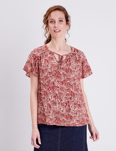 Blouse manches courtes rouge foncé femme