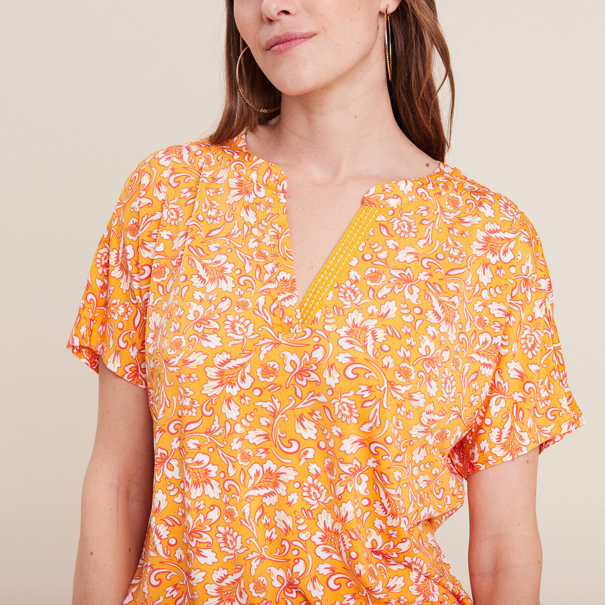 T-shirt manches courtes jaune foncé femme