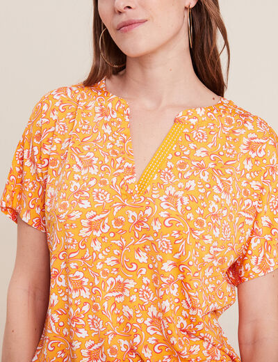 T-shirt manches courtes jaune foncé femme