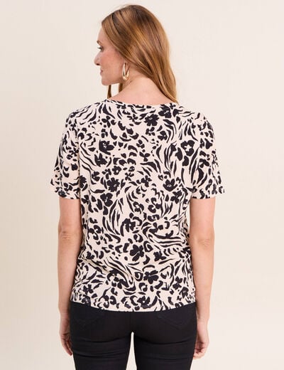 T-shirt col V manches courtes blanc femme