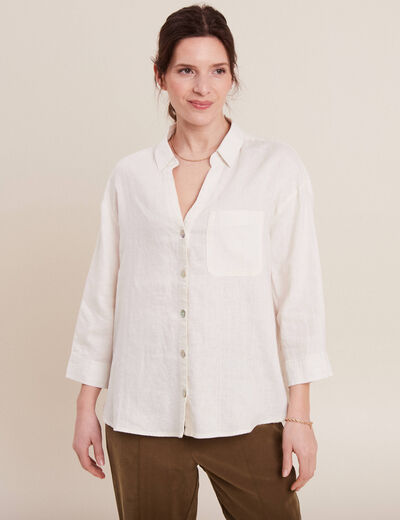 Chemise manches 3/4 ecru femme