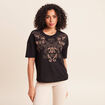 T-shirt col rond manches courtes noir femme