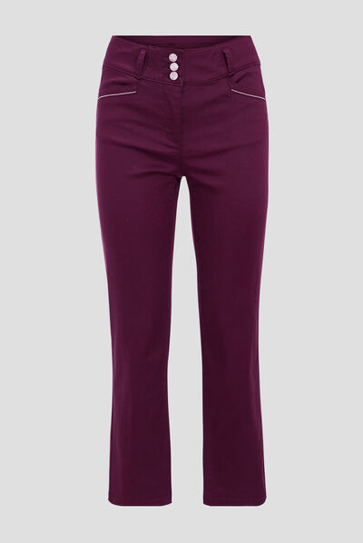 Pantalon droit prune femme
