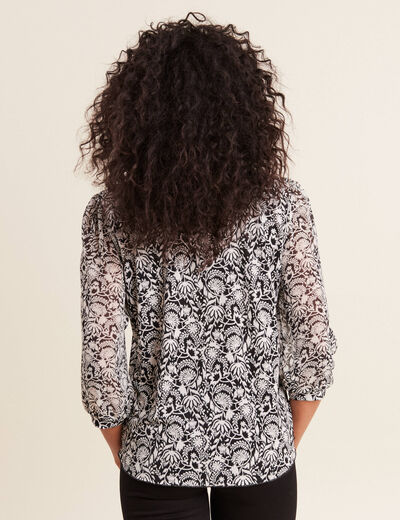 Blouse manches 3/4 noir femme