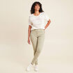 Pantalon léger taille haute long vert clair femme