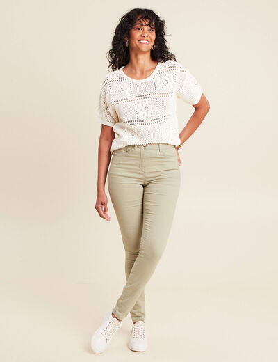 Pantalon léger taille haute long vert clair femme