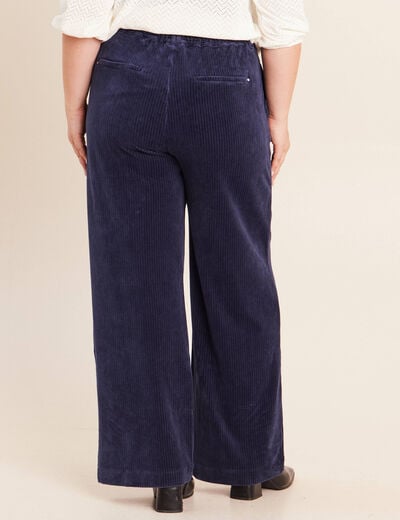 Pantalon en velours bleu marine femme