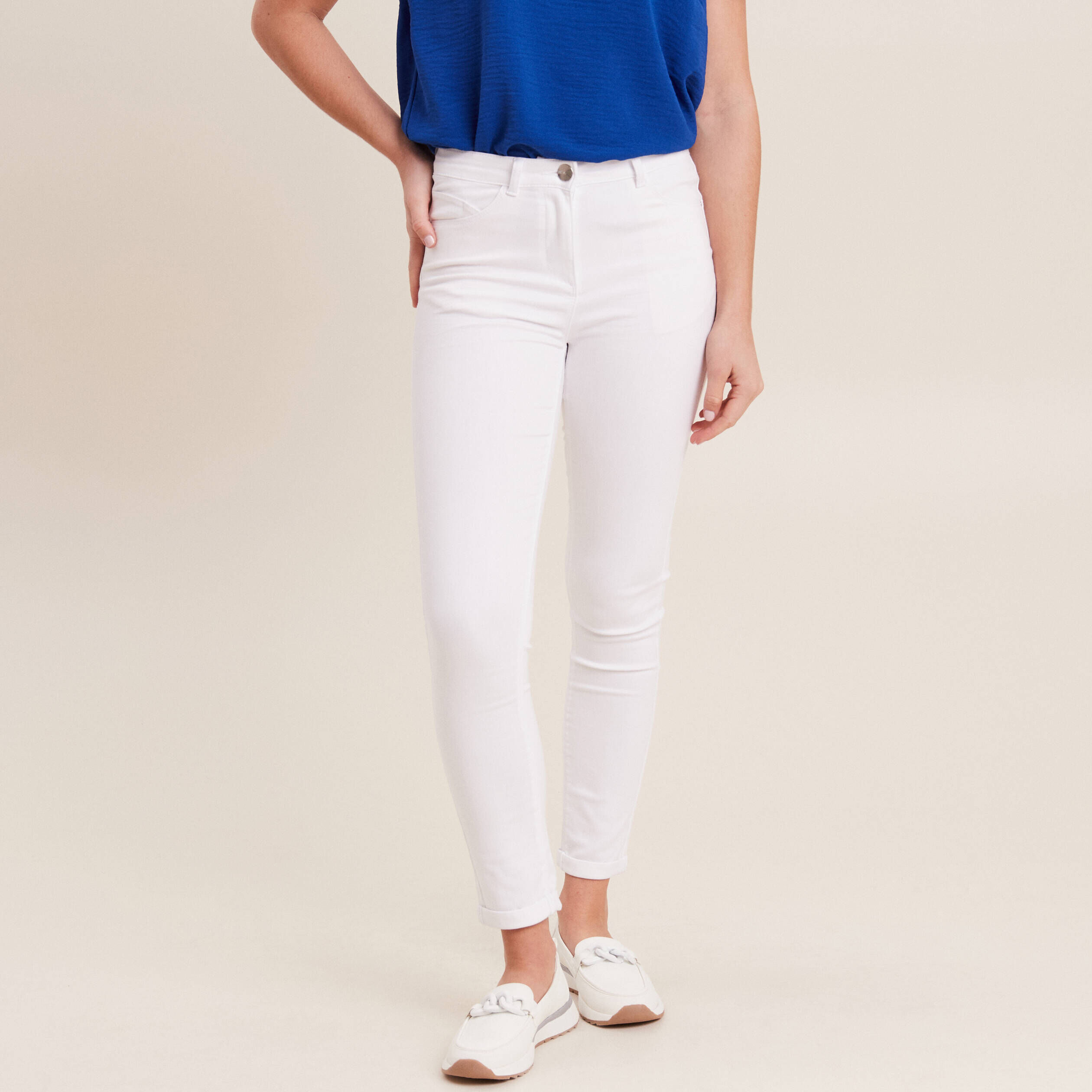 Pantalon blanc deals slim femme