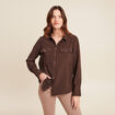 Chemise manches longues marron femme