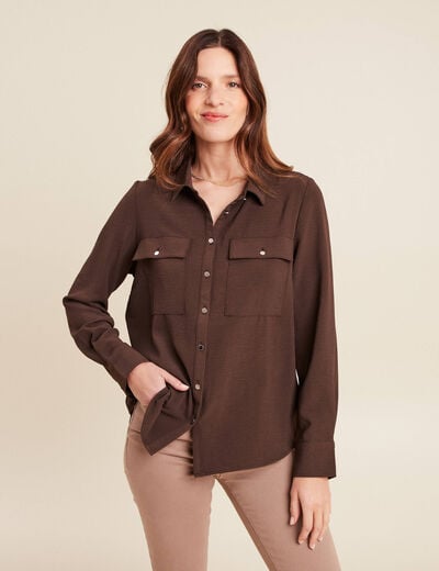 Chemise manches longues marron femme
