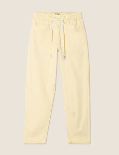 Jean large à coulisse jaune clair femme