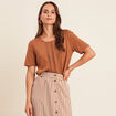 T-shirt manches courtes marron femme