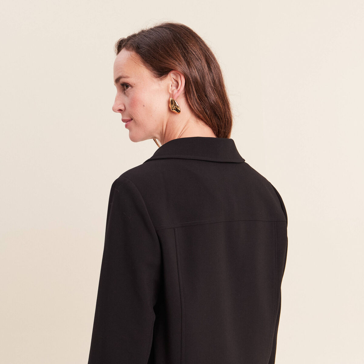 Veste manches longues capuche amovible noir femme