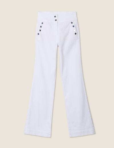 Pantalon bootcut à pont blanc femme