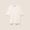 T-shirt ajust&eacute; col rond manches coudes ecru femme