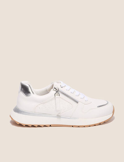 Baskets détails zippés blanc femme