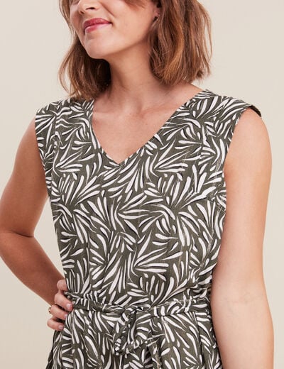 Robe droite ceinturée vert femme