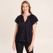 T-shirt col tunisien noir femme