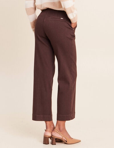 Jean large taille haute &agrave; paillettes marron fonc&eacute; femme