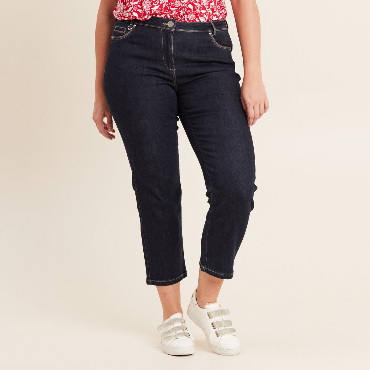 Jean coupe droite 7/8&egrave;me denim brut femme