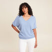 Pull manches courtes plumetis bleu ciel femme