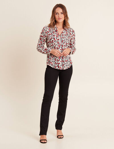 Pantalon droit taille haute noir femme