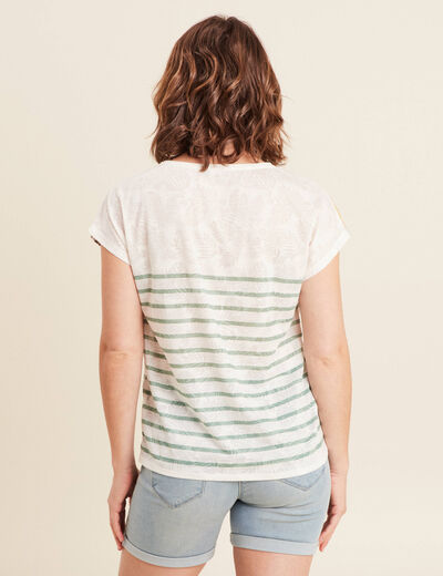 T-shirt col V manches courtes jaune citron femme