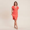 Robe droite fluide smockée orange clair femme