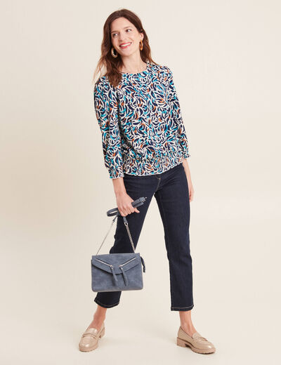 Blouse manches 3/4 bleu canard femme